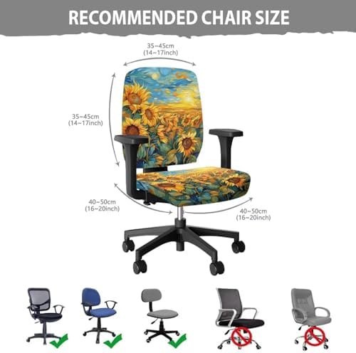 Van Gogh Sunflower Office Chair Cover 2 Piece