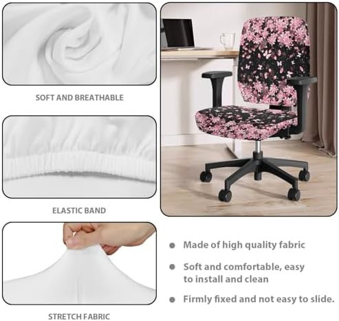 Cherry Blossom Office Chair Cover 2 Piece Pink
