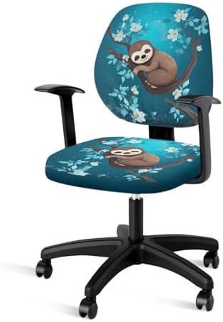 Cute Sloth Office Chair Covers Stretchable Seat Cover for Swivel Chairs