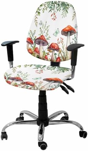 Mushroom Eucalyptus Office Chair Cover 2 Piece Set