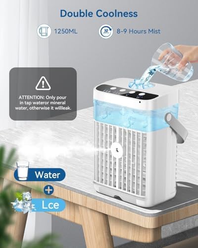 HAWANA 1250ml Portable Air Cooler with 3 Speeds and Timer