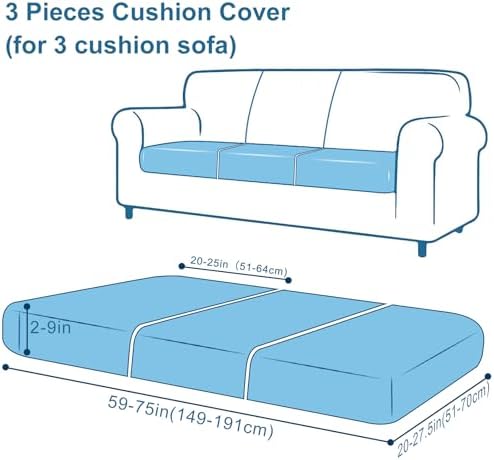Smiry Printed Couch Cushion Covers 3 Pack Light Green