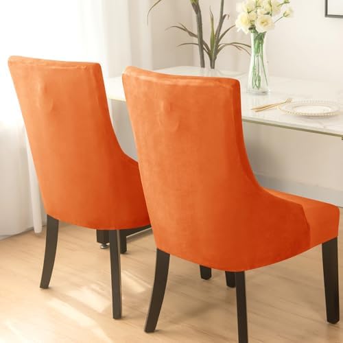 Wingback Chair Cover Velvet Stretch Slipcover for Dining Room