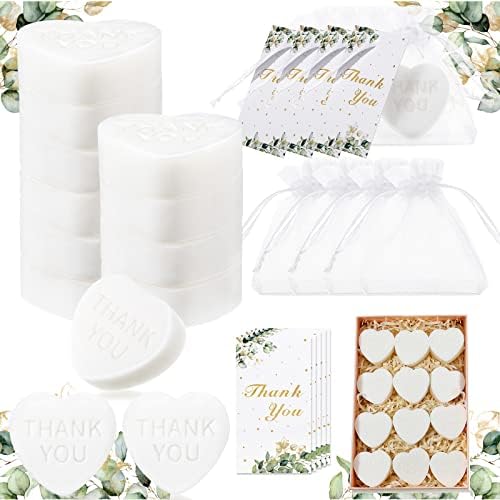 Demissle 60 Piece White Heart Soap Favors