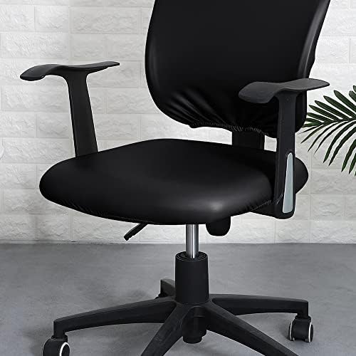 Shukii Black Waterproof PU Leather Chair Cover for Office Desk Chair