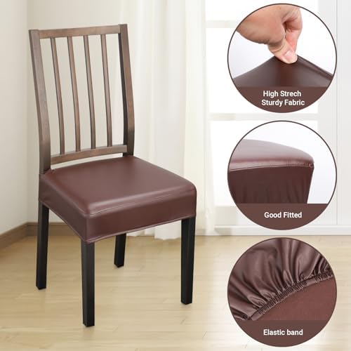 Treaful Dining Chair Covers Set of 6 PU Leather Slipcovers