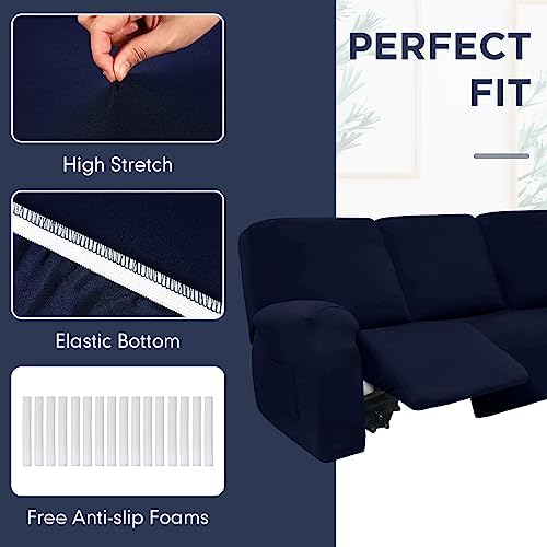 Peryiter 7 Pcs L Shape Sectional Recliner Sofa Covers