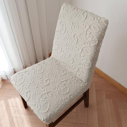 Stretch Dining Chair Covers Set of 2 Embossed Floral Pattern