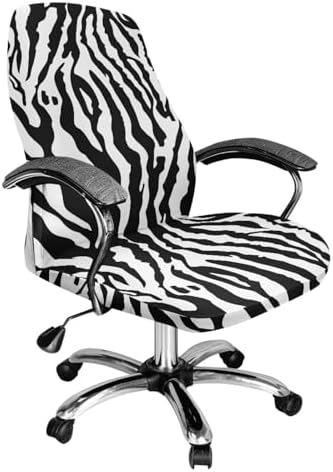 Zebra Stripe Office Chair Cover with Elastic Bottom and Waterproof Back