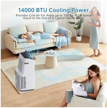 14000 BTU Portable Air Conditioner with Fan and Dehumidifier