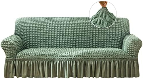 Qubjus Stretch Sofa Slipcover with Elastic Bottom and Skirt
