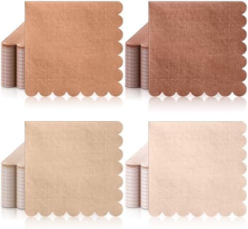 Zhanmai 100 Pack Gradient Scalloped Napkins 5x5 Inch
