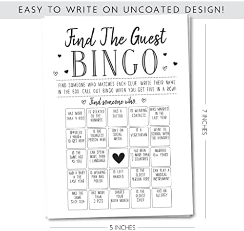 Find The Guest Bingo Game for Events - 50 Cards Included