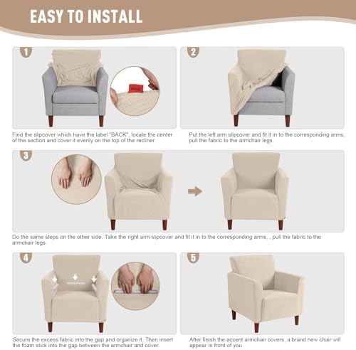 KinCam Accent Armchair Covers Warm Beige