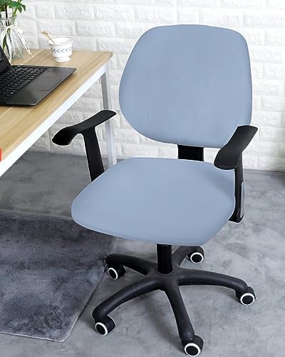 YOKOU Office Chair Covers Stretchable Light Blue Elastic Removable Rotating Desk Chair Slipcovers