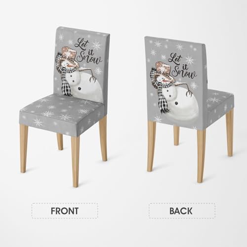 Horaldaily 6PCS Christmas Dining Chair Covers Grey Snowman