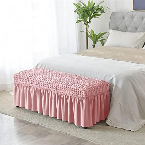 Soft Stretch Slipcover for Dining Bench with Skirt Design