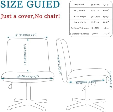 Liykimt Armless Criss Cross Office Chair Cover Blue