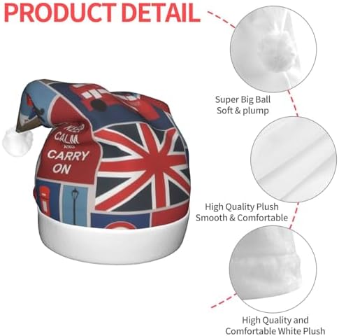 England Symbols Print Christmas Hat with LED Lights