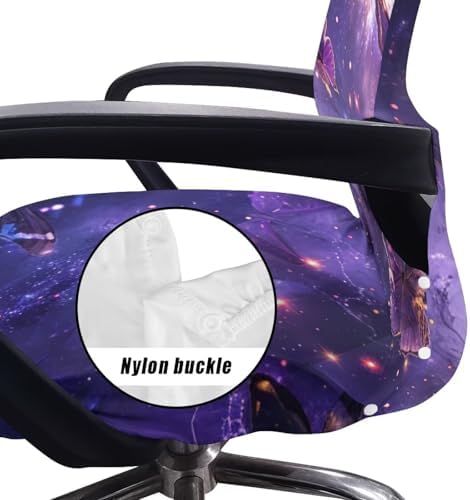 Hudotybom Office Chair Cover Galaxy Butterfly Breathable Anti-Dust Slipcover
