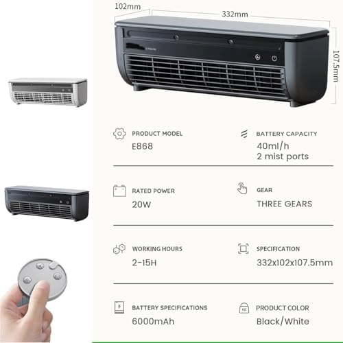Portable Wireless Wall Mounted Air Conditioner with 6000mah Battery