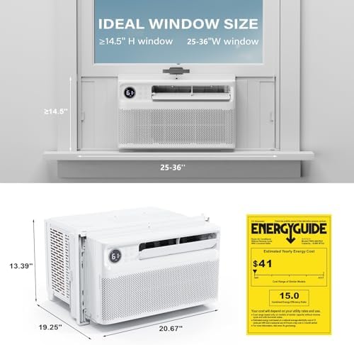 ROVSUN 8000 BTU Window AC with Inverter Remote Control Timer and Side Panels