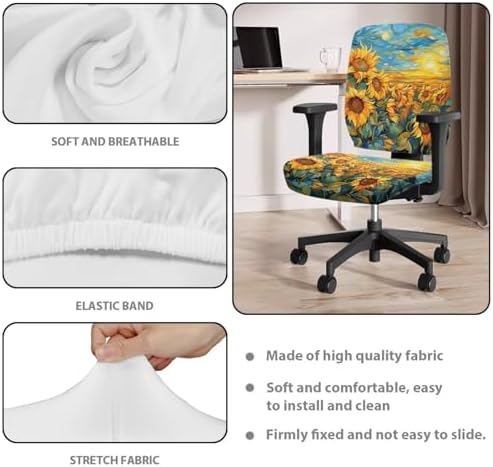 Van Gogh Sunflower Office Chair Cover 2 Piece