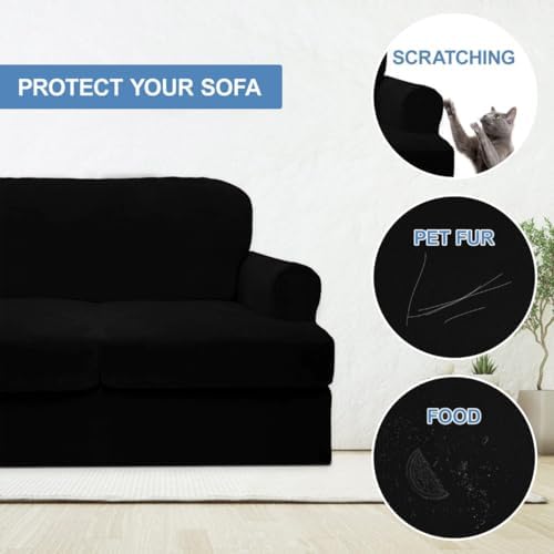CUCRAF T Cushion Sofa Cover 3 Piece Velvet Slipcover Set