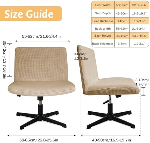 Oloepfo Armless Chair Cover - Stretch Jacquard Criss Cross Wide Seat Breathable 360 Protection