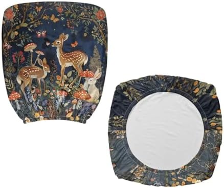 2 Pcs Retro Deer Rabbit Print Office Chair Slipcover