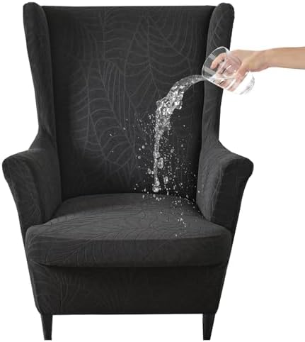 Waterproof Wingback Chair Slipcovers 2 Piece Stretch Spandex