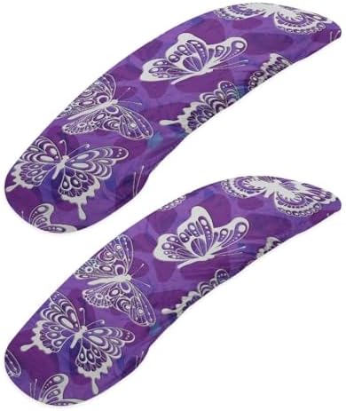 Butterfly Armrest Slipcovers Set of 2 Stretchable Purple Covers with Elastic Band