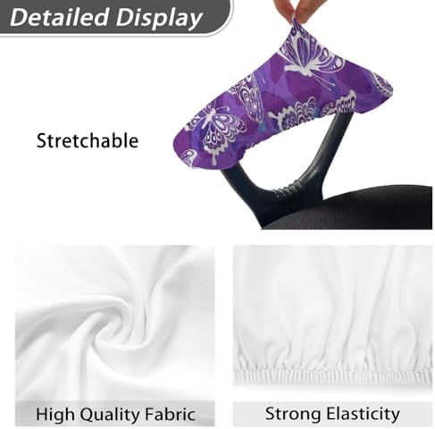 Butterfly Armrest Slipcovers Set of 2 Stretchable Purple Covers with Elastic Band