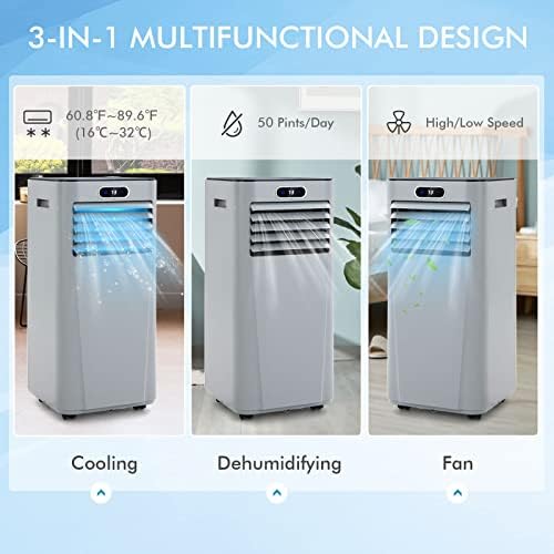 PETSITE Portable Air Conditioner 3-in-1 Cooling Dehumidifying Fan