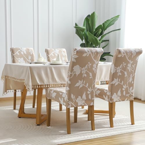 FORCHEER 4 Pack Stretch Floral Dining Chair Covers for Parson Chairs
