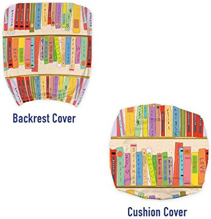 Lunarable Bookcase Office Chair Slipcover Pale Peach Pink Green