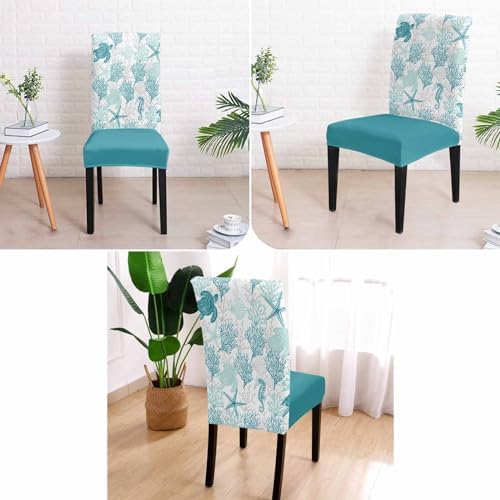 DecorLovee Turquoise Coastal Dining Chair Covers Set of 4