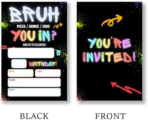 Boy Games Birthday Party Invitation Set of 20 with Envelopes