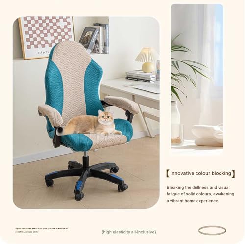 Blue Gaming Chair Cover With Armrest - Stretchable X-Large Slipcover