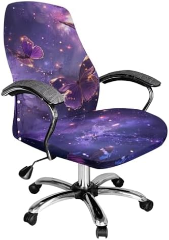 Hudotybom Office Chair Cover Galaxy Butterfly Breathable Anti-Dust Slipcover