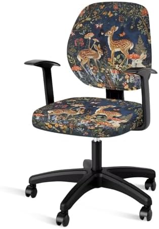 2 Pcs Retro Deer Rabbit Print Office Chair Slipcover