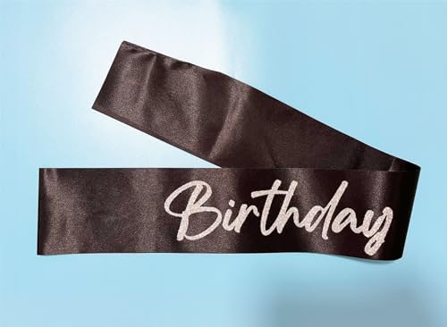Birthday Squad Sash Set 8 Pack - Black with Silver