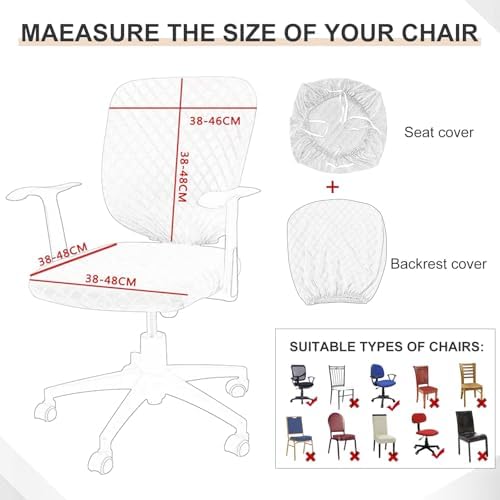 Moukeren 4 Pack Office Chair Covers Set Stretchable Removable