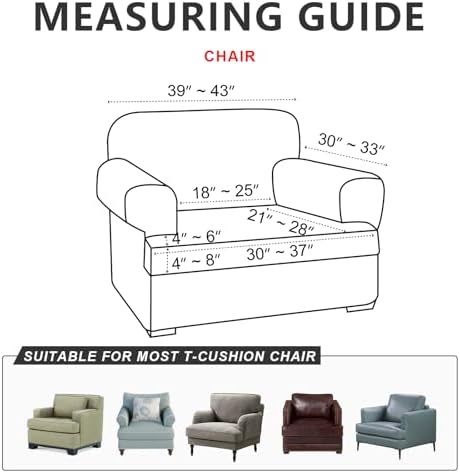 Molasofa Leather Look T-Cushion Chair Slipcover 2 Piece