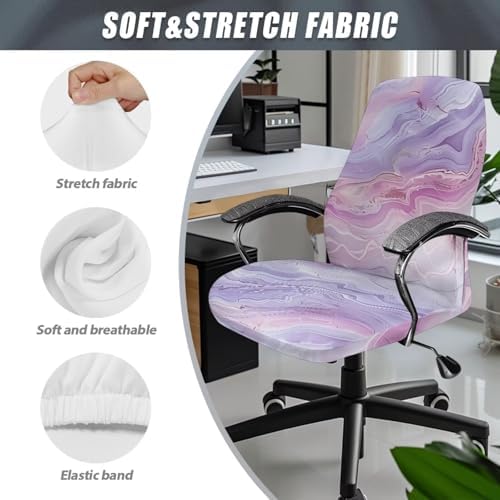 Violet Pink Stretch Marble Print Chair Covers for Office Chairs