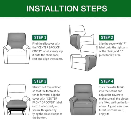 FUANGUI Recliner Chair Cover 4-Piece Set
