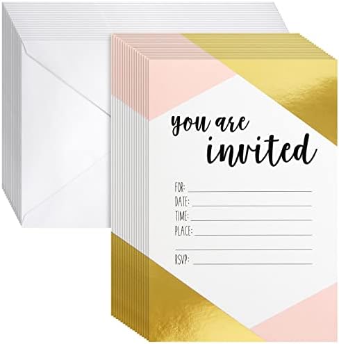 Best Paper Greetings 36-Pack Pink Gold Invitations