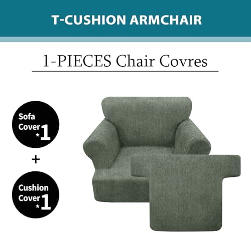 2 Piece T Cushion Chair Covers with Arms
