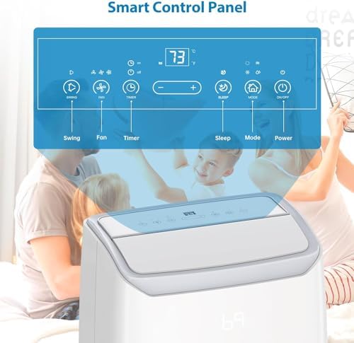 JustSmart 14000BTU Portable Air Conditioner 3-in-1 Cooling Dehumidifier Fan