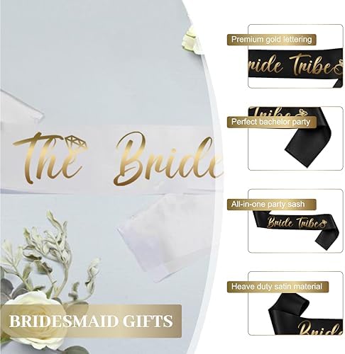 Bachelorette Sash and Bridal Veil Set with Bride Tribe Sashes